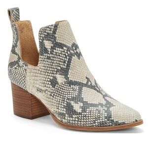 Lucky Brand Jabilo Snake Print Leather Block Heel Western Booties Size 9.5